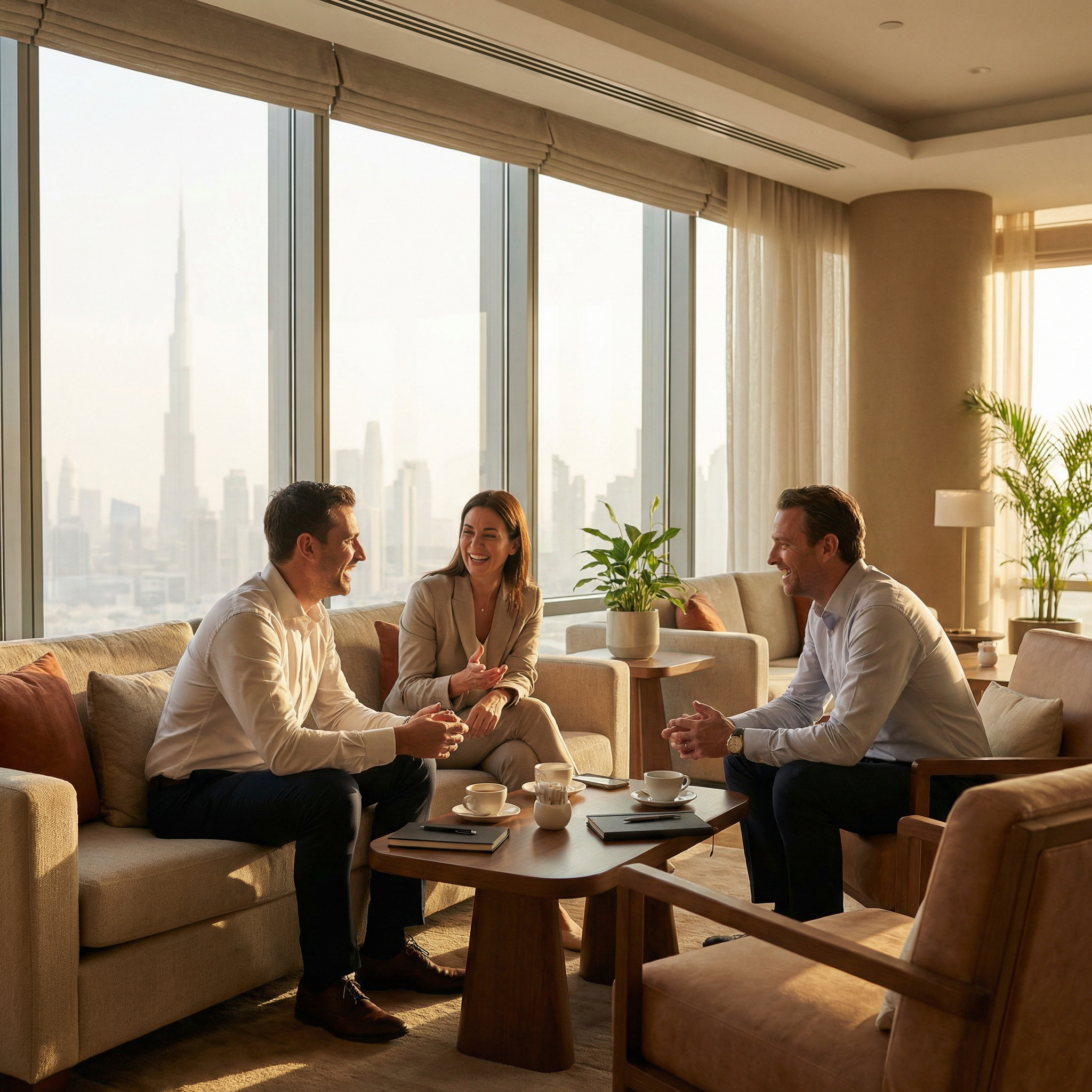 Warm conversation between consultants and clients